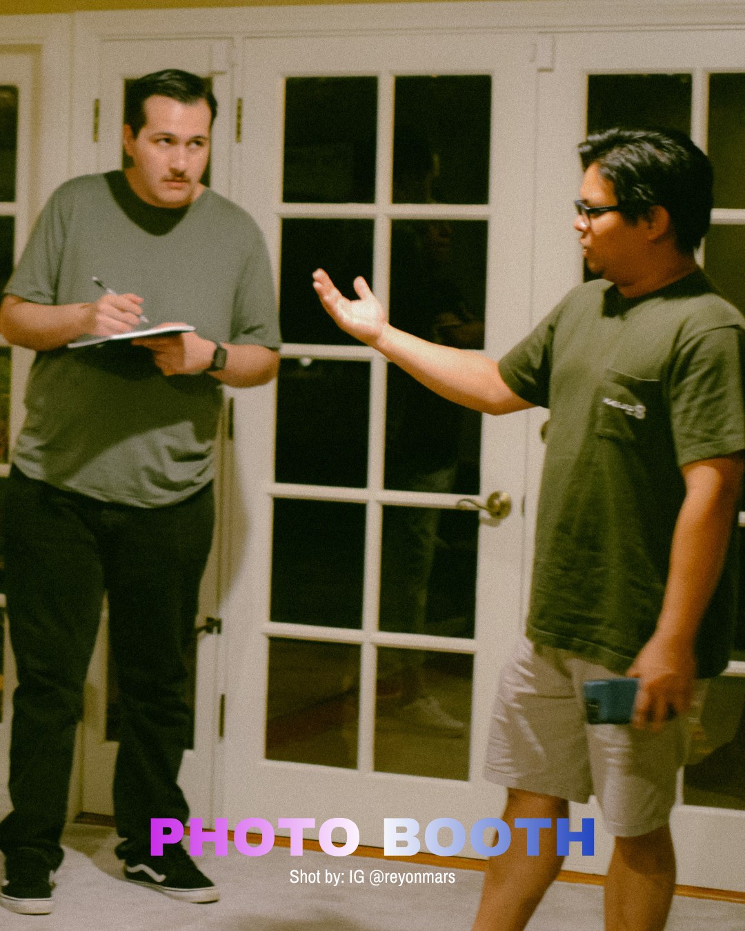 Victor Guillen and Robert Chuck in conversation on a potential set